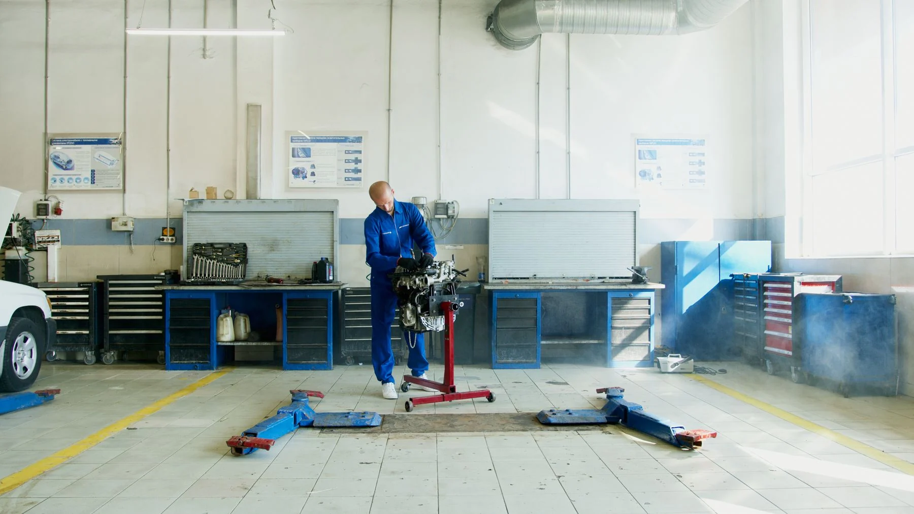 Illustrative stock photograph of automotive service in a repair workshop