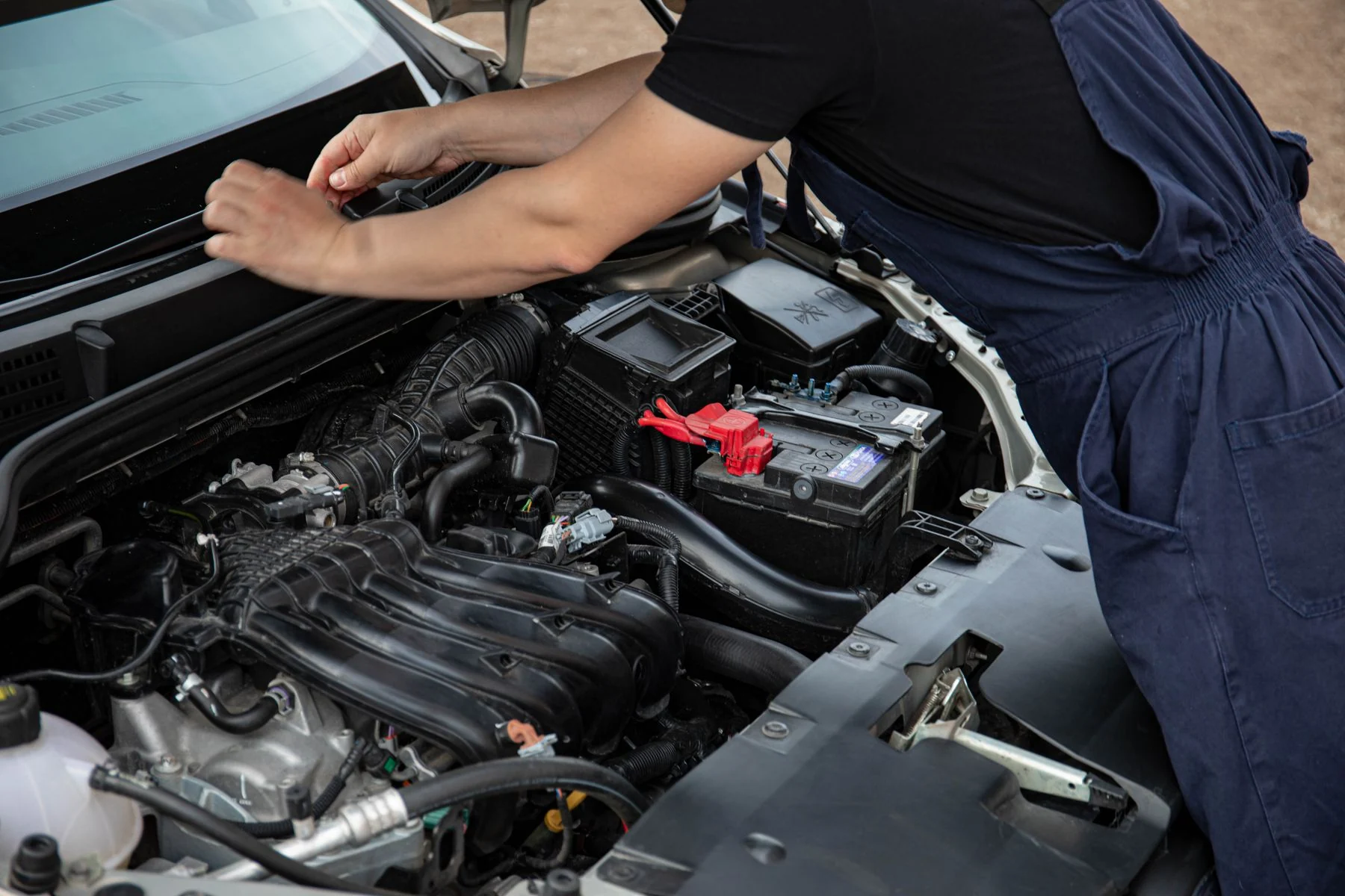 Illustrative stock photograph of an automotive electrical inspection